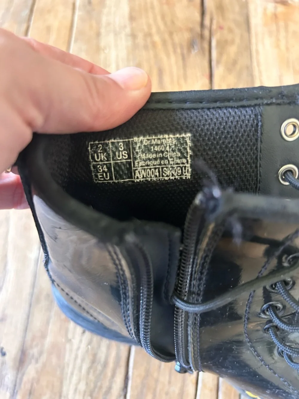 Dr. Martens Kids Black Patent Leather Lace-Up Boots
